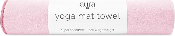 S&T INC. Aura Microfiber Yoga Mat Towel, Quick Dry Towel, Soft and Absorbent for Gym, Pilates, and Hot Yoga Mat, 1 Pack, 26.5 inches x 72 inches, Pink