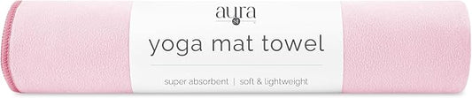 S&T INC. Aura Microfiber Yoga Mat Towel, Quick Dry Towel, Soft and Absorbent for Gym, Pilates, and Hot Yoga Mat, 1 Pack, 26.5 inches x 72 inches, Pink
