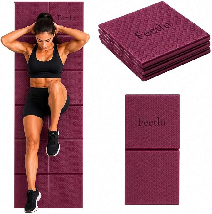 Foldable Yoga Mat, 6mm Thick, 72L x 24W Inch, Lightweight, Anti-Slip, and Easy to Store – Perfect for Travel, Yoga, Pilates, Home Workouts, and Floor Exercises