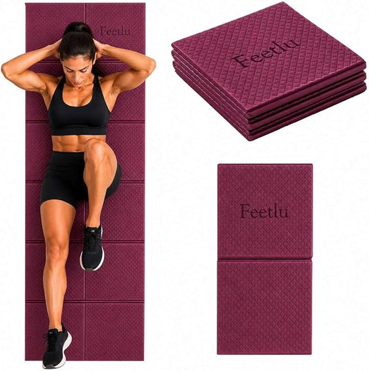 Foldable Yoga Mat, 6mm Thick, 72L x 24W Inch, Lightweight, Anti-Slip, and Easy to Store – Perfect for Travel, Yoga, Pilates, Home Workouts, and Floor Exercises