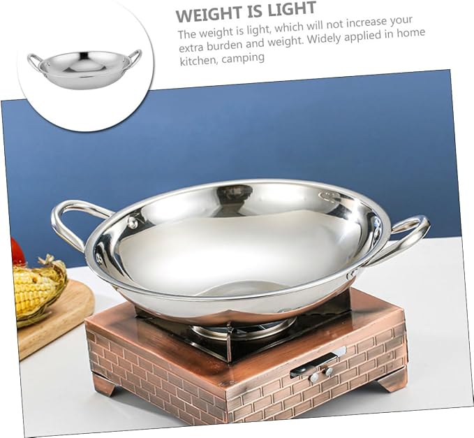 Zerodeko Stainless Steel Round Bottom Hot Pot Korean Style Stir-fry Pan Individual Pot