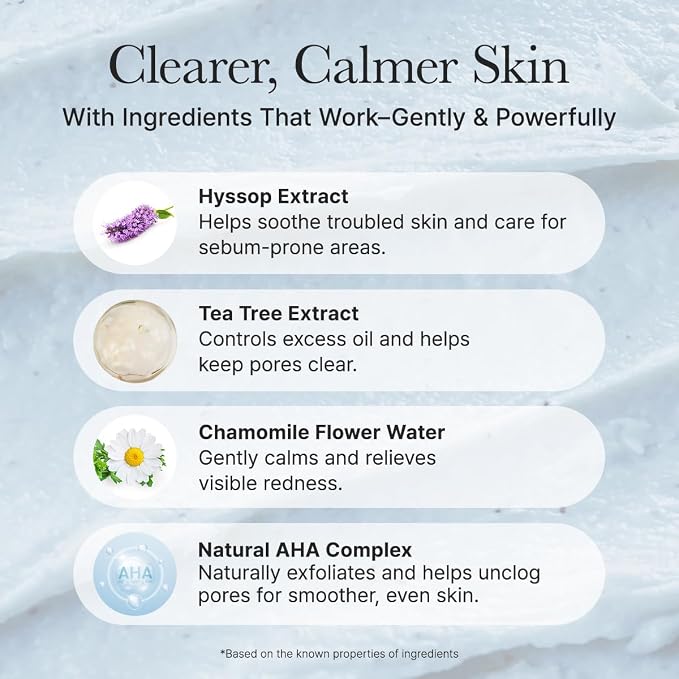 ARENCIA Hyssop Sebum Control Rice Cake Cleanser, AHA Tea Tree Face Wash for Oily Combination Skin 150ml / 5.07 fl oz