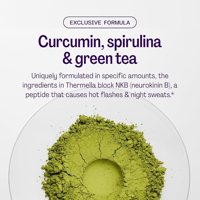 Bonafide Targeted Menopause Support for Hot Flash & Night Sweat Relief Thermella – Hormone-Free, Clinically Studied Formula with a Blend of Curcumin, Green Tea & Spirulina Extracts — 1-Month Supply
