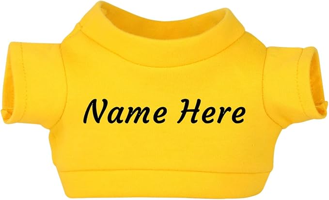 Personalized Custom Name Bear Clothes Plush Doll Tee Shirt for 8-12 Inch (Yellow)