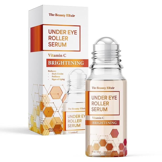 Vitamin C Eye Roller For Puffy Eyes & Dark Circles - Dermatologist Tested, Brightens Under Eyes & Crow's Feet Treatment, Natural Clean Beauty - Korean Skin Care - For All Skin Types