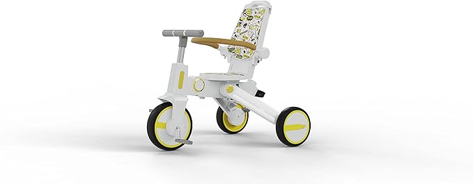 Adventure Pro Summer Edition - Foldable Tricycle for Toddlers-Big Canopy, Basket,Travel Backpack and Parent Bag - Toddler Tricycle for Ages 10 Months to 5 Years (White/Emoji)