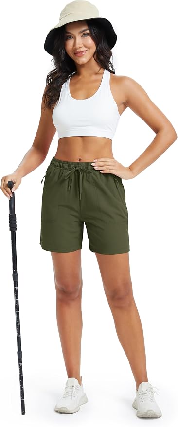 MAGCOMSEN Women's 5" Hiking Shorts UPF 50+ Quick Dry Lightweight Athletic Running Golf Summer Casual Shorts with Pockets