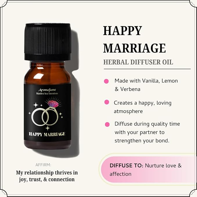 Love, Blessings,Happy Marriage Herbal Oil Diffuser Blends by Aromafume | 3 x 10ml/0.33 fl oz| Aromatherapy Oils for Manifestation & Mindfulness | Non-Toxic, Vegan, Cruelty-Free