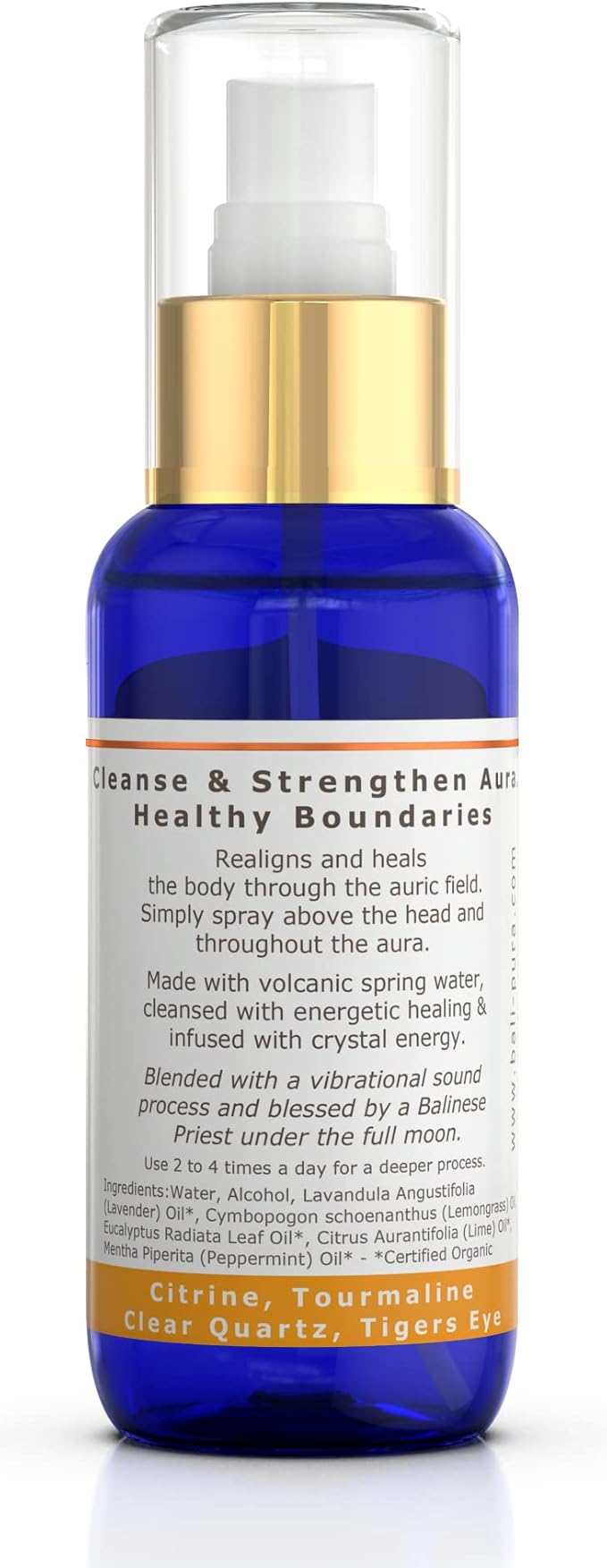BALIPURA - Protection Crystal Aura Spray - Lavender and Lemongrass Essential Oil Blend, Black Tourmaline, Smoky Quartz and Citrine - 3.4 fl.oz