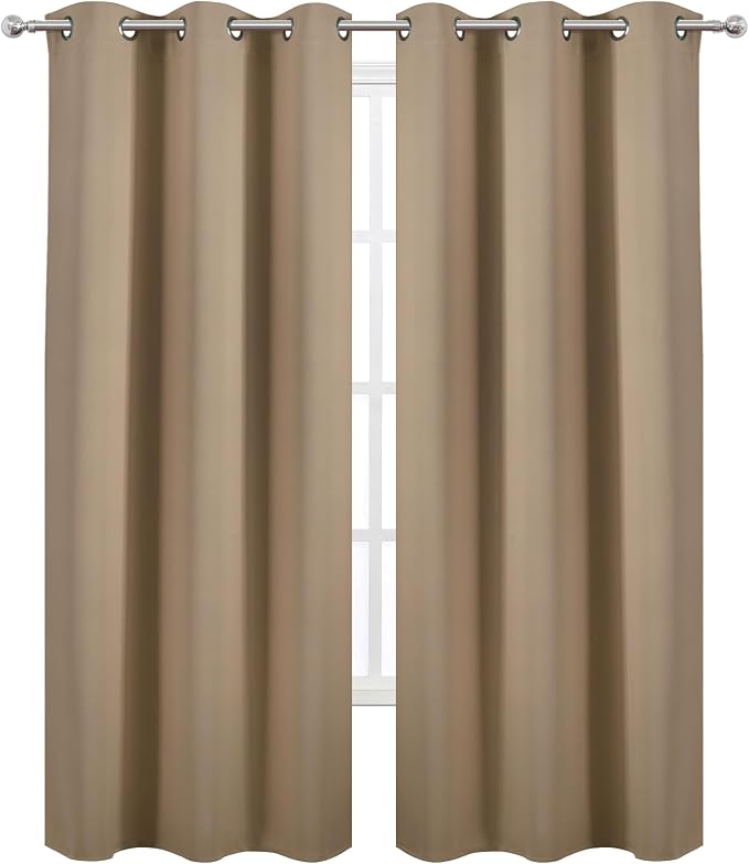 LEMOMO Natural Thermal Blackout Curtains/38 x 84 Inch/Set of 2 Panels Room Darkening Curtains for Bedroom
