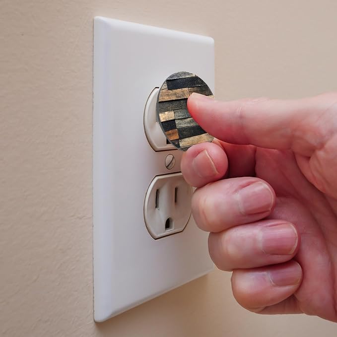 Dark Grey Wooden (1) Outlet Covers Baby Proofing Safe & Secure Electric Plug Protectors | Socket Covers for Home & Office