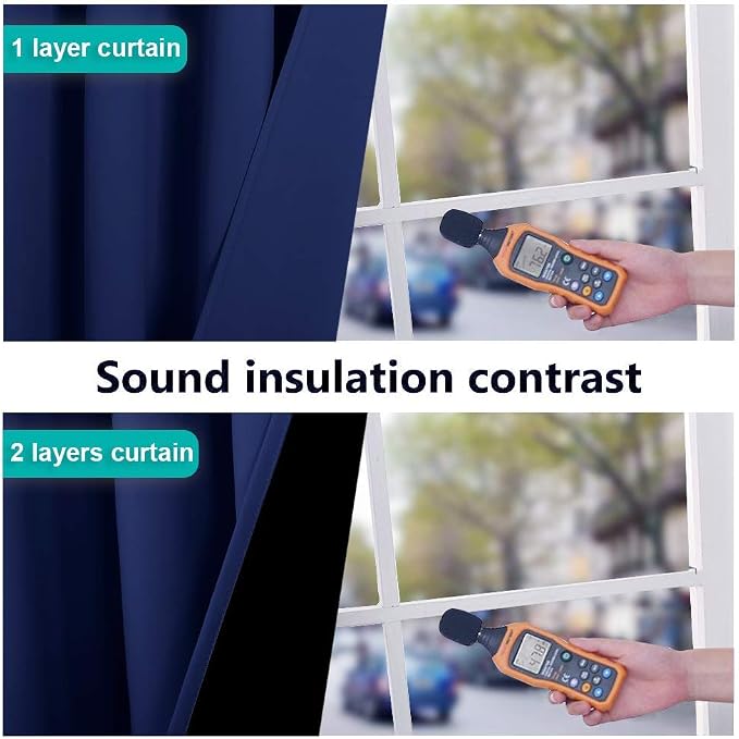 NICETOWN 100% Blackout Curtain Set, Royal Blue, 37W x 50L, 2 PCs, Thermal Insulated & Energy Efficiency Window Draperies for Guest Room, Full Shading Panels for Shift Worker and Light Sleepers