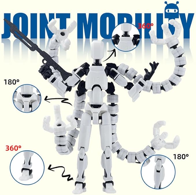 T13 Action Figure, Assembly Completed Dummy 13 Action Figures,T 13 3D Printed Toys - The Premium Action Figures for Sci-Fi Enthusiasts,Four Claws Robot (White, 5.2 Inch)