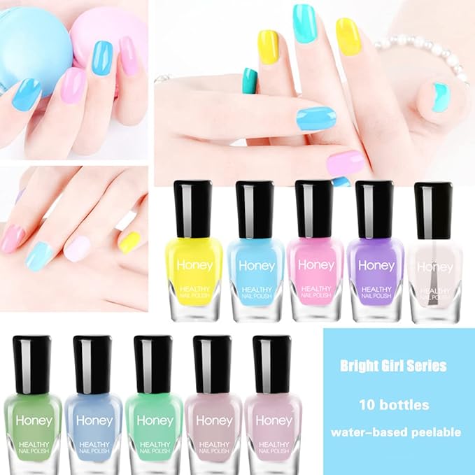 Non Toxic Nail Polish Set, Easy Peel Off and Fast Dry Nail Polish Set for Pack, Eco Friendly & Organic Water Based Nail Polish for Women,Teens
