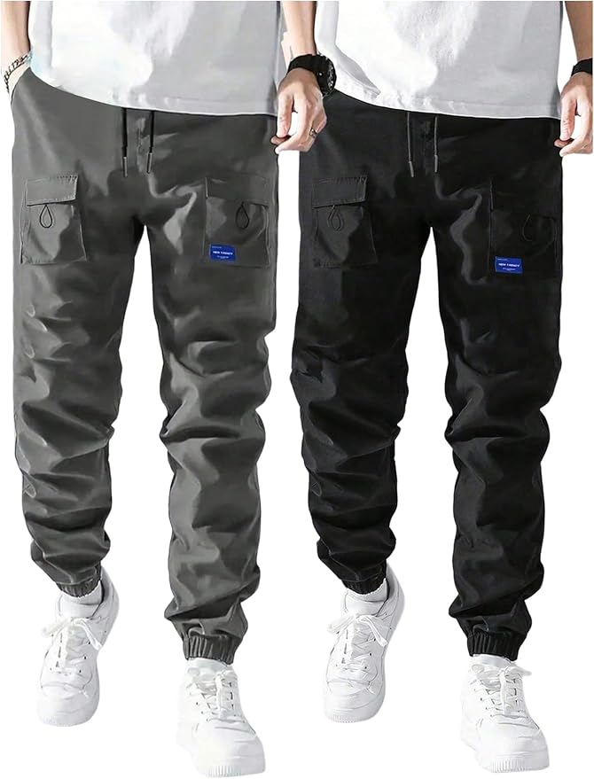 GORGLITTER Boy's Cargo Pants Casual 2 Piece Elastic Waist Hiking Going Out Khaki Pants Joggers with Pockets Clothes