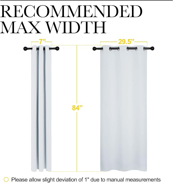 NICETOWN Room Darkening Curtain Panels for Bedroom, Easy-Care Solid Thermal Insulated Room Darkening Draperies/Drapes (Greyish White, 2 Panels, 34 by 84)