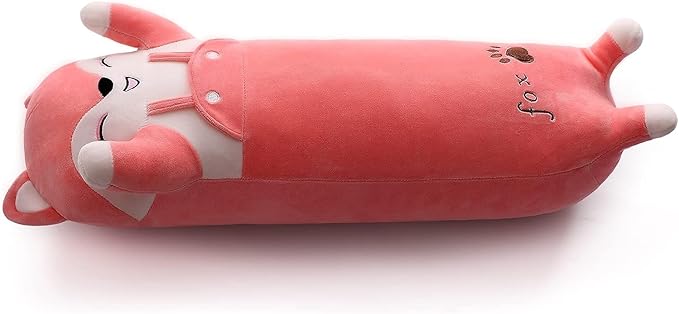 Long Fox Plush Pillow, Pink Fox Soft Plush Toy Cute Long Fox Stuffed Animal, Long Stuffed Animal Plush Pillow for Kids(Fox,19.68inch/50cm)