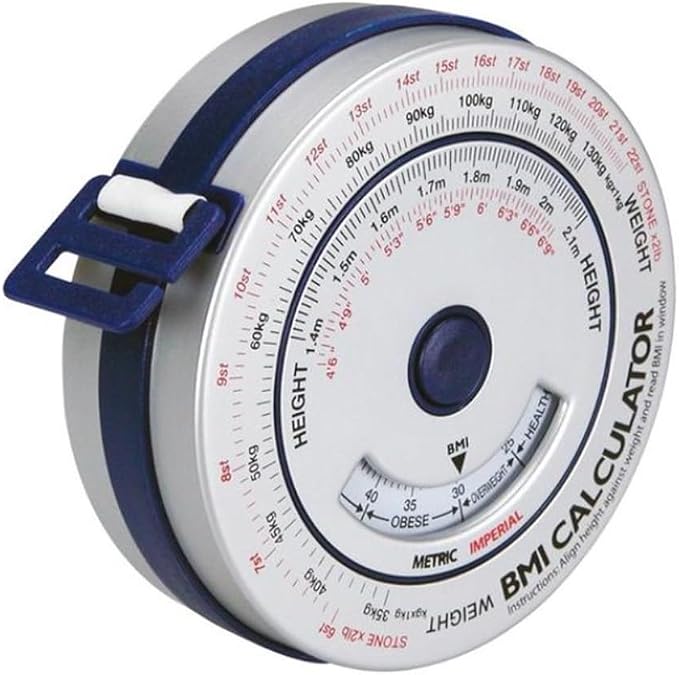 BMI Body Mass Index Retractable Tape Measure, Push-Button Locking Diet Tool for Waist Hip Arm Chest Thigh, Accurate Plastic Ruler for Fitness Tracking, 150cm/200cm(blue)