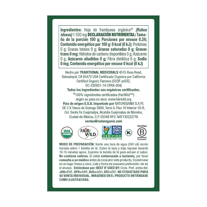 Traditional Medicinals Organic Raspberry Leaf Herbal Tea, Eases Menstrual Cramps & Supports Healthy Pregnancy, 16 Tea Bags (Pack of 2)