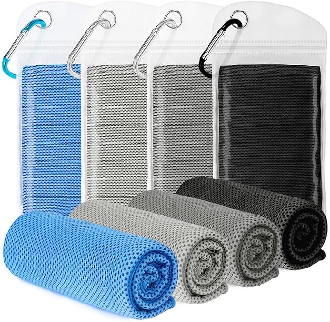 Amgico 4 Pack Cooling Towel for Neck and face(40"x12"), Cooling Neck Wraps, Quick Dry Towels, Ice Towel for Gym, Yoga, Running, Workout