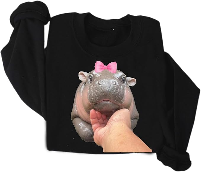 YOUNG GREEN Moo Deng Sweatshirt Moo Deng Bouncy Pig T-Shirt The Cute Baby Hippo Sweatshirt Gift For Moo Deng Lovers