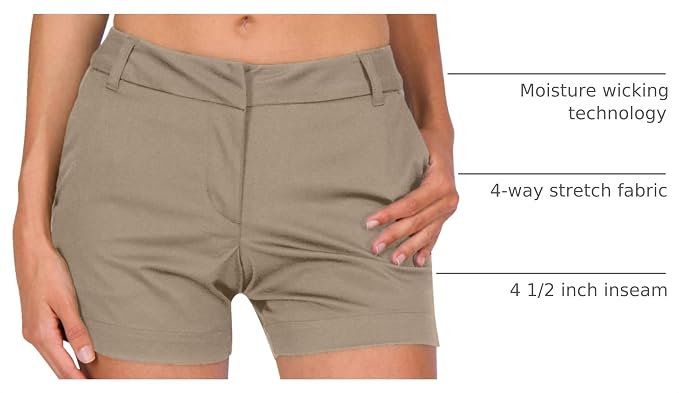 Three Sixty Six Womens Golf Shorts 4 ½ Inch Inseam - Quick Dry Active Shorts with Pockets, Athletic and Breathable