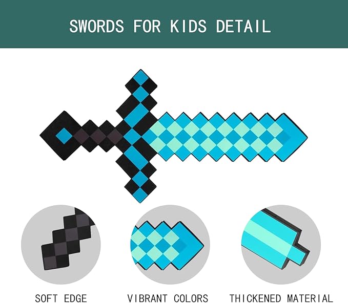 4pcs Children's Toy Weapon Playset - Sword, Axe, Pickaxe & Shovel, Excellent Gift for Holidays and Parties (4-Piece Set)
