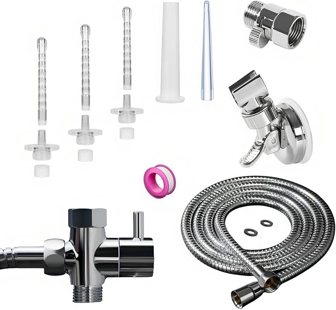 Shower Enema System Kit- Vaginal and Anal Cleaning Kit with 3 Enema Nozzle and 6.56 Foot Metal Hose, Enema Showerhead Colonic System Cleaner for Most Shower Systems
