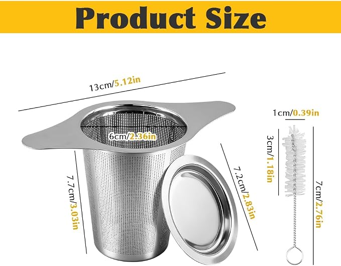 2-Pack 304 Stainless Steel Tea Infusers with Double Handles, Ultra-Fine Mesh Loose Leaf Strainers, Fits Most Teapots & Mugs, Easy to Clean – Great Gift for Tea Lovers