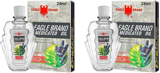 1 Pack - White Twin Essential Medicated Oil - 2 Chai Dau Con O Trang - 24 mL per Bottle with 2 Bottles per Order - Made in Singapore