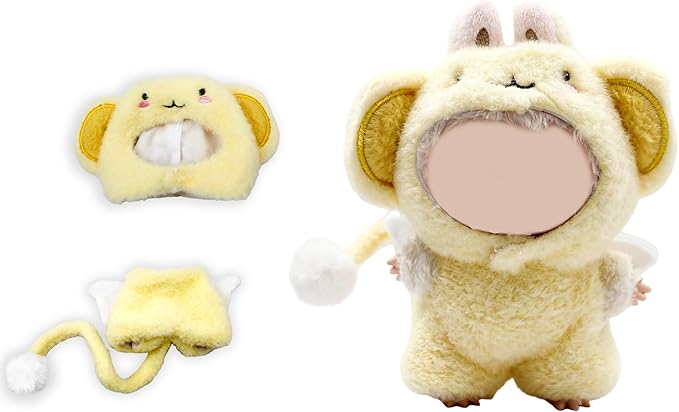 17cm Doll Clothes, Bear Outfits for Clothes Set, Premium Fashion Dolls Keychain Accessories, Faking Animal Style Outfit Jumpsuit (bee)