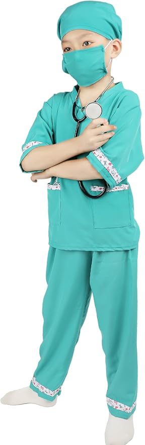 ANPHILE Kids Veterinarian Costume, Kids Doctor Vet Costume Outfit Pretend Play Dress Up Set for Halloween