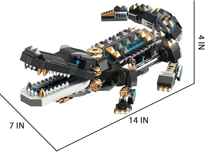 Animal Heavy Armored Jagged Alligator Building Block Toys (500+ PCS), Gifts for Adults and Children