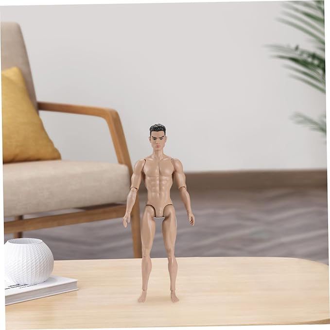 1/6 Scale Action Figure Multi Jointed Posable Male Muscular Action Figure Body with Head for Display Doll Collection, Beige Body Custom Figures Blank