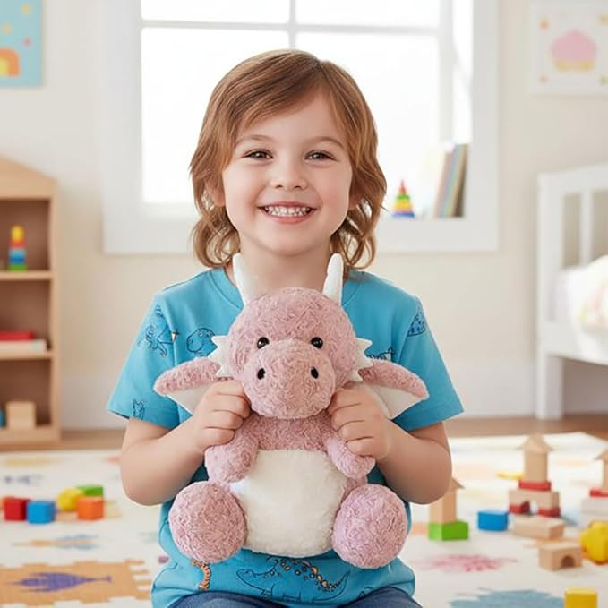 Dragon Stuffed Animals Soft Plush Cute Dragon Doll for Boys Girls 7.8in (Corn Dragon Pink)