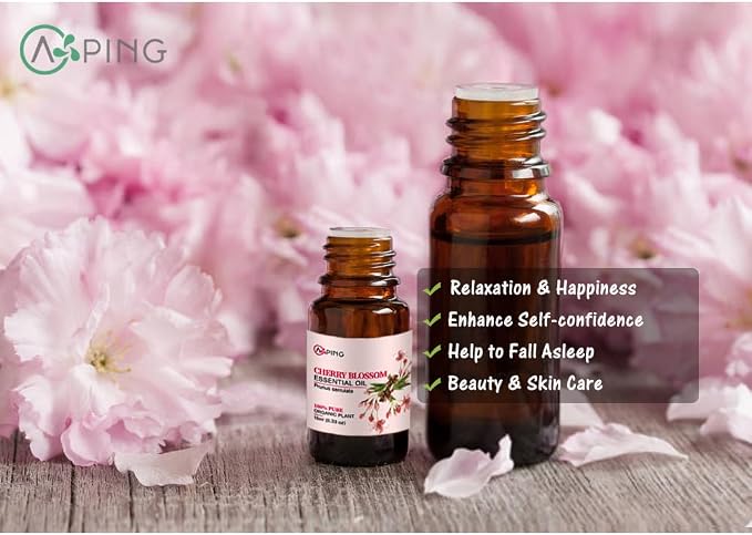Cherry Blossom & Honeysuckle Essential Oils - 100% Pure Organic Natural Plant Oils for Diffuser, Aroma, Spa, Massage, Yoga, Perfume, 2x10ML