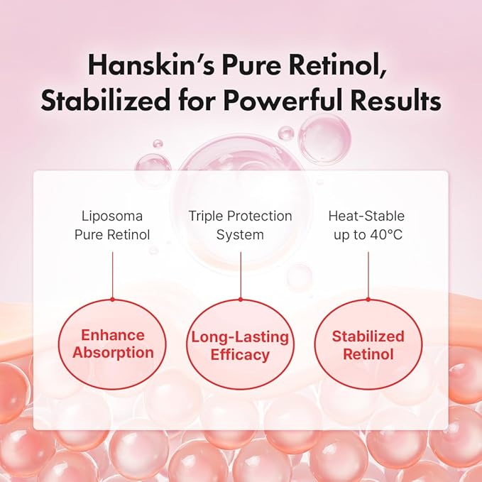 Hanskin 0.1% Pure Retinol Facial Serum for Face, Reduce Fine Lines & Wrinkles, Signs of Aging for Day & Night, Smoothing Firming Revitalizing, Animal Testing Free, Korean Skincare, 30ml/1.01 FL Oz