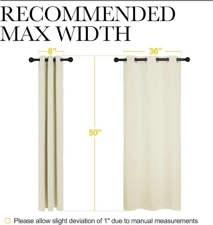NICETOWN Kitchen Curtains for Decoration, Thermal Insulated Grommet Room Darkening Draperies/Panels for Laundry (Beige, 2 Panels, W42 x L50 inches)