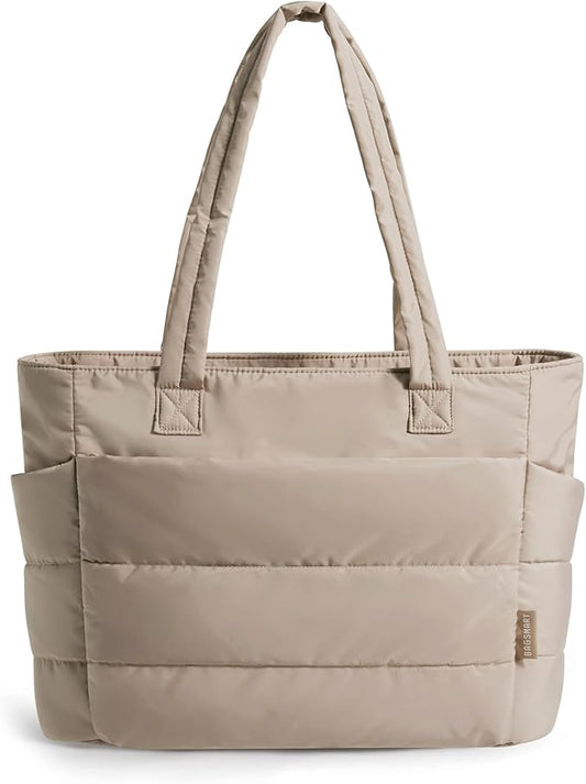 BAGSMART Tote Bag for Women, Lightweight Puffy Tote Bag with Compartments Shoulder Bag Handbag for Travel, Work, Gym | Lightweight