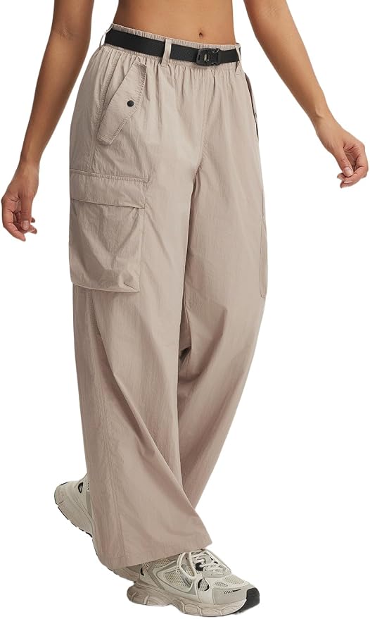 baleaf Women's Lightweight Hiking Pants Quick Dry Wide Leg Outdoor Pants for Women Travel Cargo Pants with Pockets