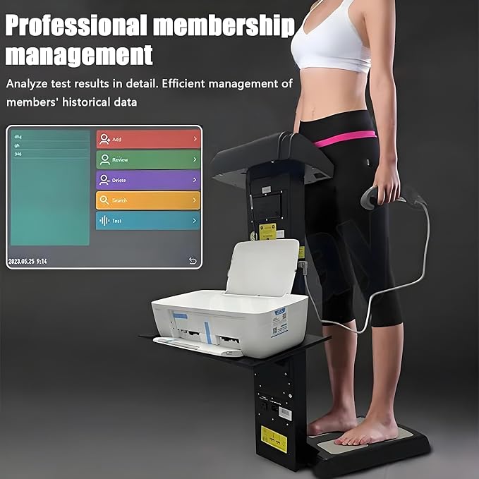 Professional 3D Scanner Analyzer Body Composition Analysis Height Weight Body Fat Percentage Visceral Fat Test, Body BMI Measuring Body Element Detection Composition Analyzer with Printer Black