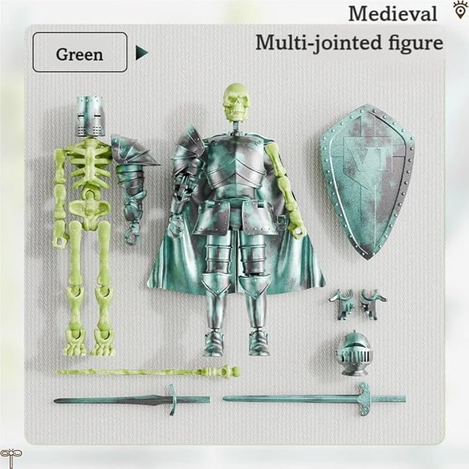 T13 Action Figure Set,Skeleton Knight Action Figures,Knight Action Figures,Dummy 13,Lucky 13 Collectible Action Figure（Assembly Required） (D-Emerald Skull Knight)