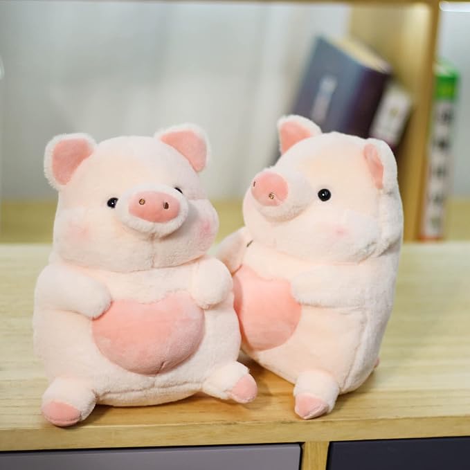 Plush Pig Stuffed Animals Soft Toys Holding Love Heart Dolls Gifts for Girls Girlfriend Lover Pink 8 Inches