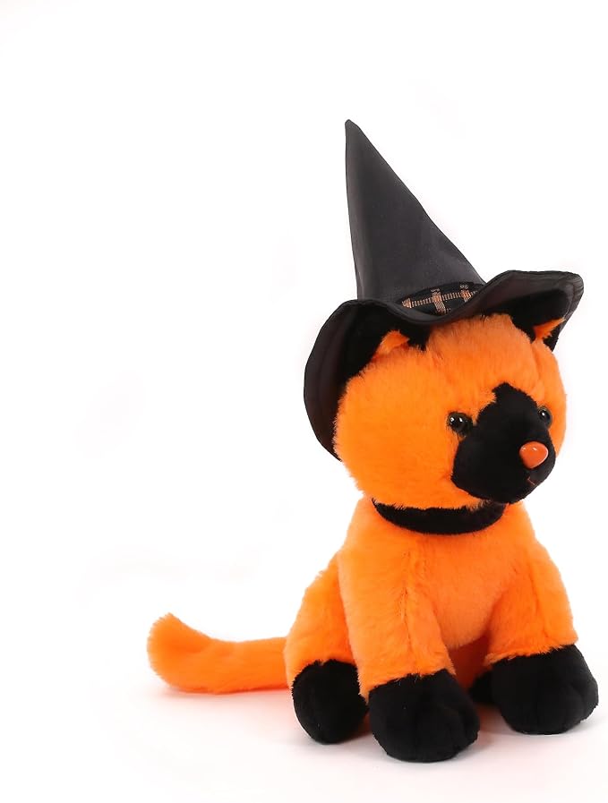 Aliens Spooky Halloween Witch Cat Stuffed Animal - Adorable & Cuddly Plush Toy - Perfect Halloween Decor & Gift - Limited Edition Collectible 7 inch Orange Witch