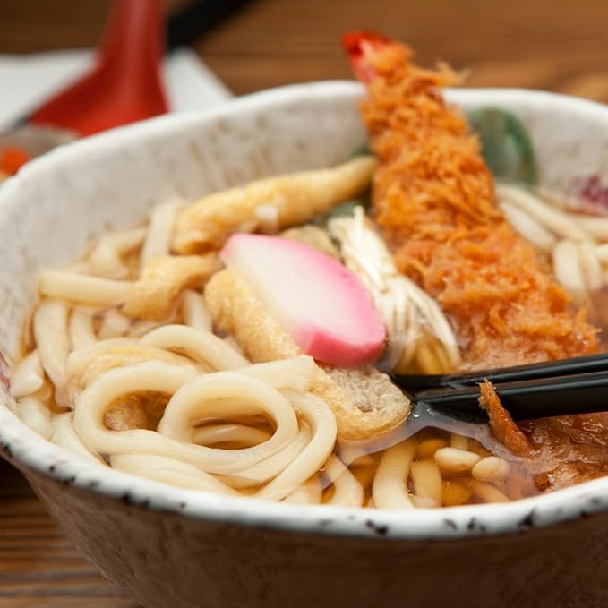 Surasang Tempura Udon Noodle Bowl, Instant Noodles with Tsuyu Soup Base | Katsuobushi & Tempura Flakes, 3-Minute Microwave Meal, 7.87 oz, Pack of 6