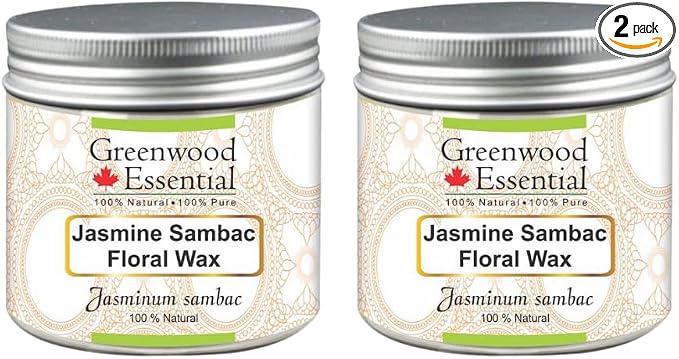 Greenwood Essential Pure Jasmine Sambac Floral Wax (Jasminum sambac) (Pack of Two) 100gm X 2 (7.05 oz)