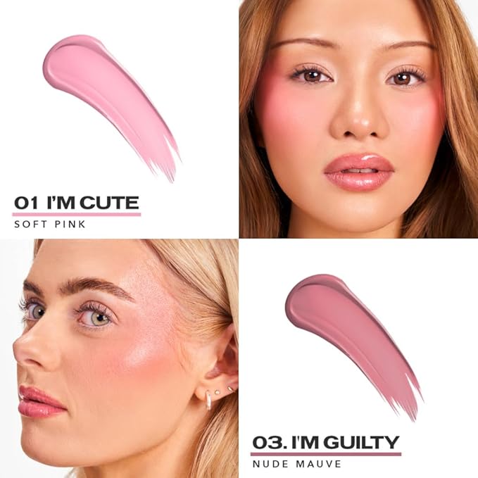 Sacheu Cheek STAY-N Liquid Blush for Cheeks — High Pigment, Buildable, Lightweight Cream Blush for Dewy Radiant Flushed Cheeks — Long-lasting & Cruelty Free, Pretty in Pink Duo