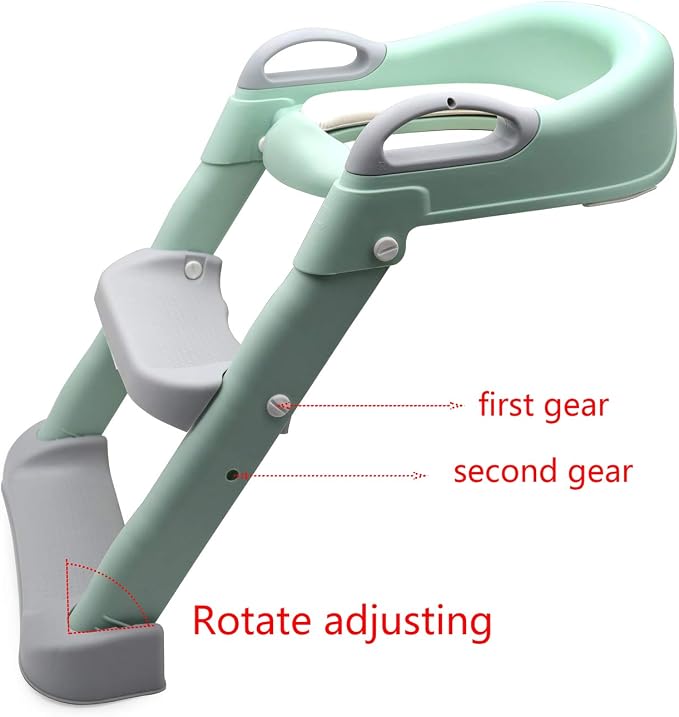 SMT- Classic Potty Training Toilet Ladder Seat With Upgraded Cushion Step Stool Ladder Toilet Chair/Toilet Trainer for Baby Toddler Kids Children In Green [P/N: ET-BABY002-GREEN-C]