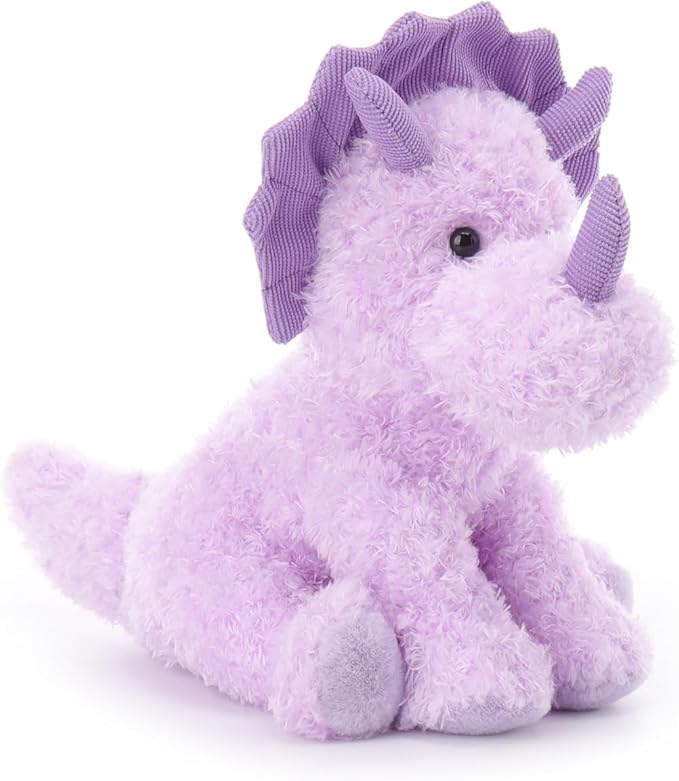 Apricot Lamb Purple Triceratops Stuffed Animals for Kids, Soft Cute Plush Toys for Baby Girl and Boy, 9 Inches