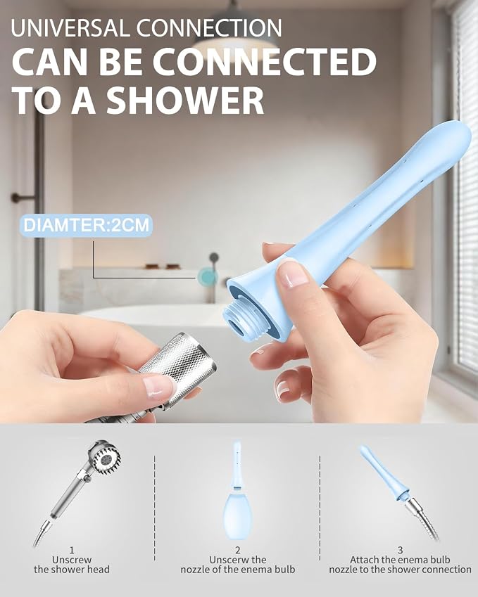 Enemas Anal Douches Anti Backflow-Enema Bulb and Anal Cleaner for Men & Women, Reusable Douche Bottle for Women – Shower-Compatible Cleaner for Men, Easy to Use & Travel Friendly,Blue